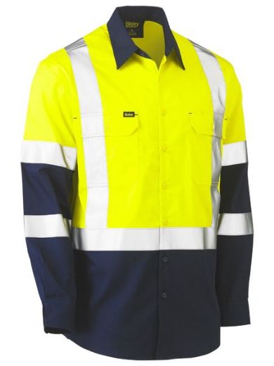 Picture of BISLEY X Taped Biomotion Two Tone Hi Vis Lightweight Drill Shirt